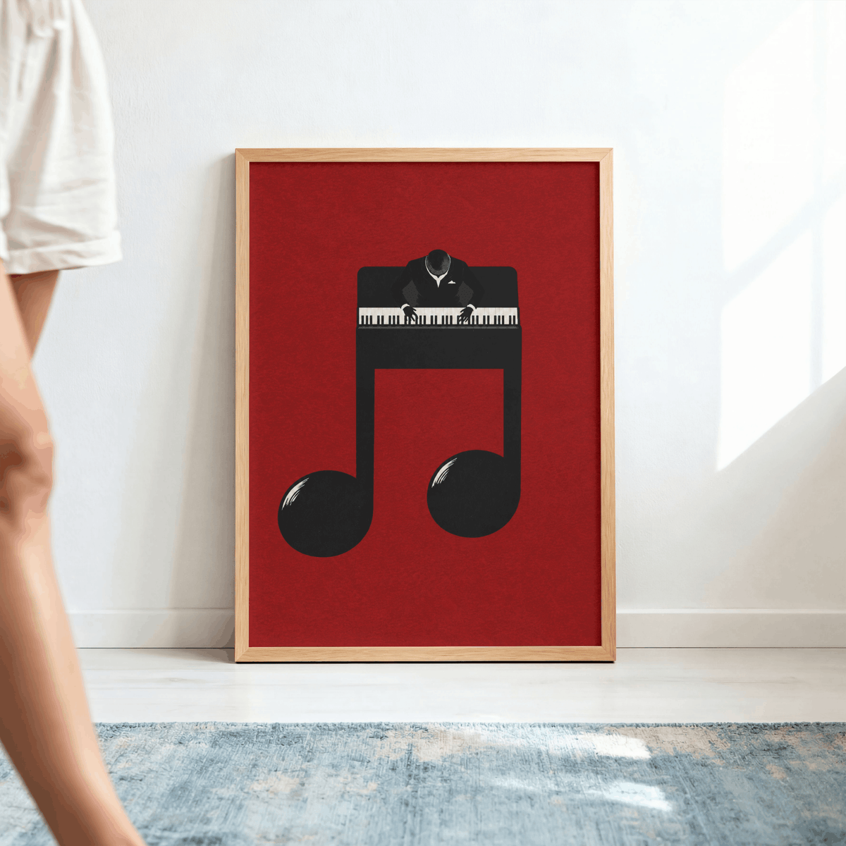 Jazz Pianist Musical Note Art Print – Minimalist Piano Music Wall Art & Framed Aesthetic Decor