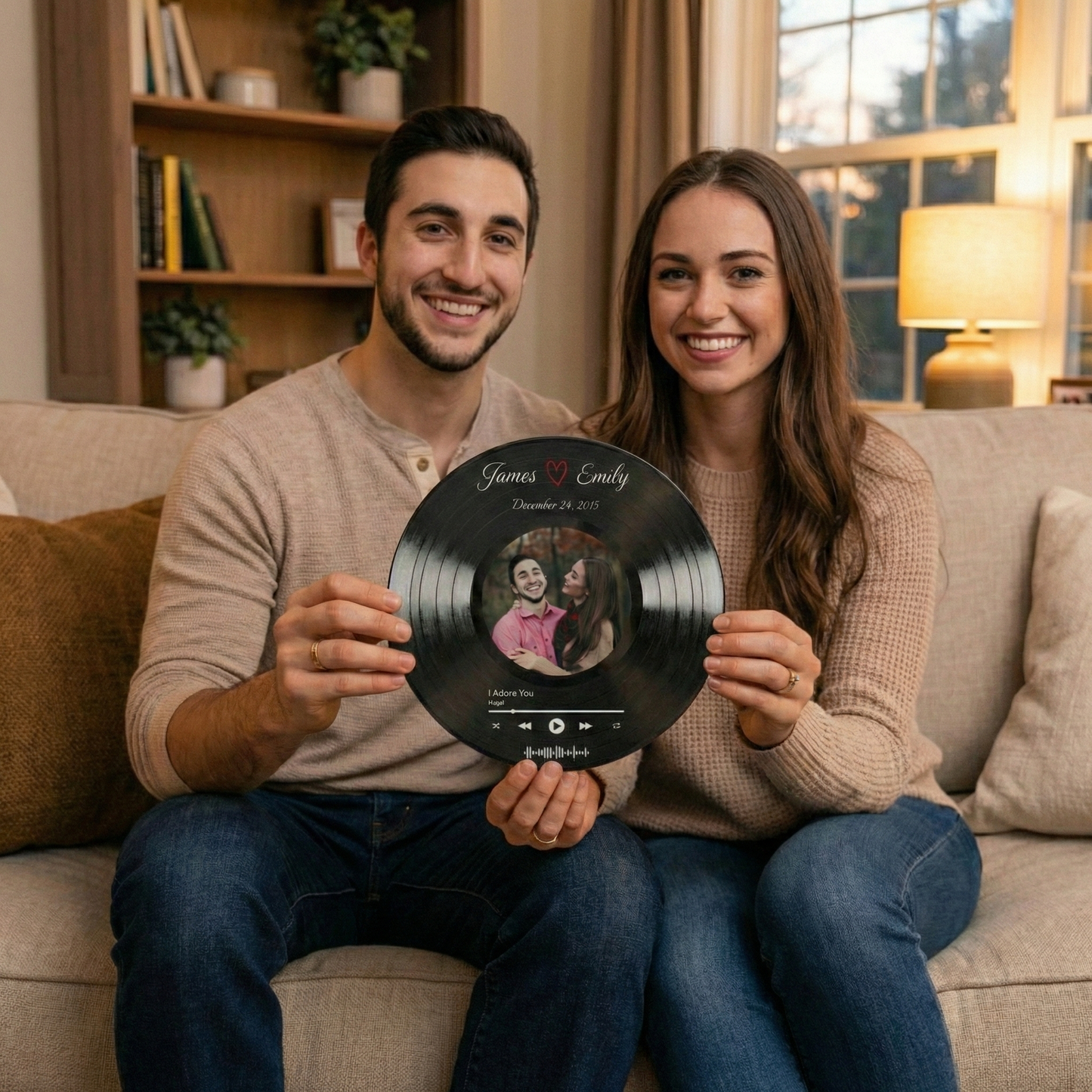Custom Song Plaque with Picture & Vinyl Record Metal Sign | Personalized Anniversary Music Gifts Musician Fusion