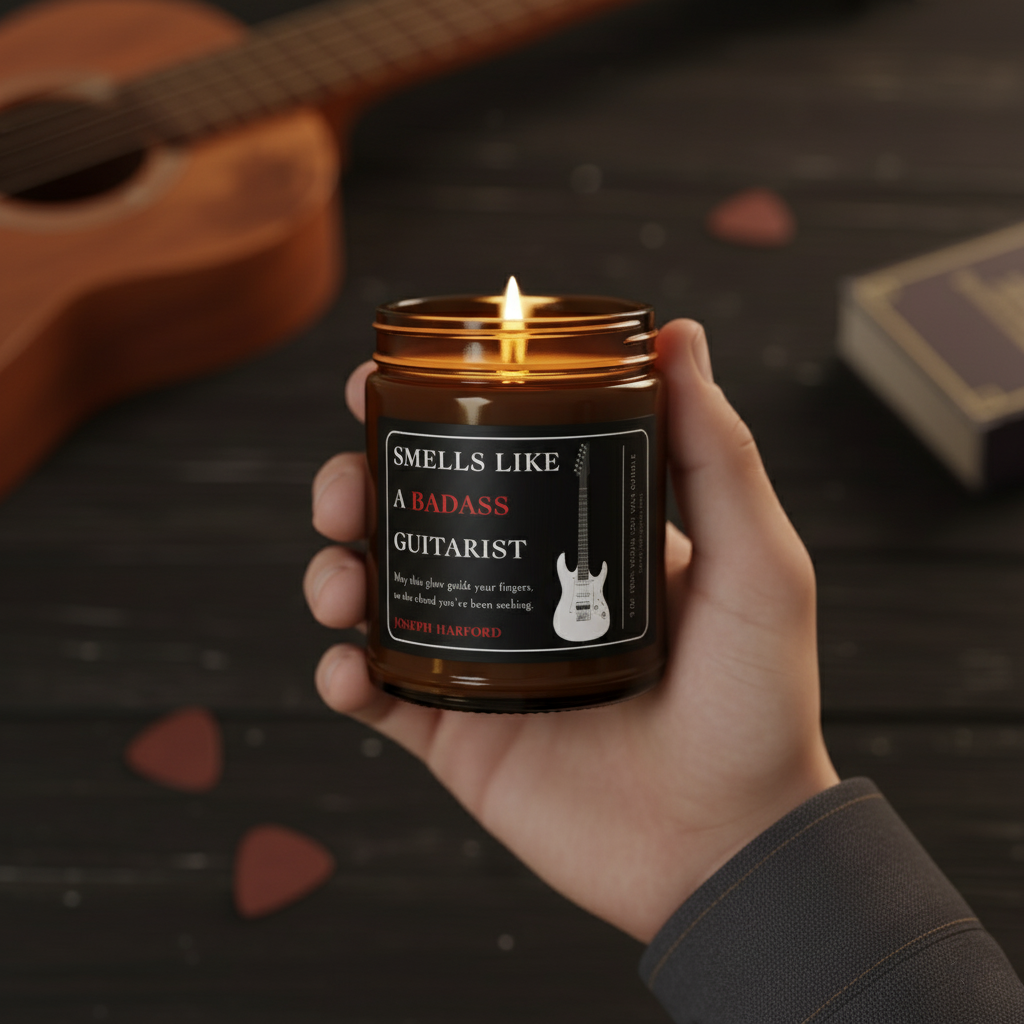 Musician Fusion Personalized Guitarist Candle Printify