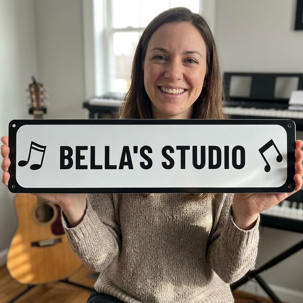 Custom Music Studio Sign | Personalized Musician Name Metal Plaque & Studio Decor