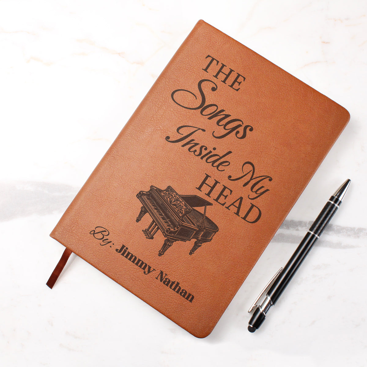 Personalized Pianist Journal | "The Songs Inside My Head" Custom Leather Notebook & Songwriting Gift
