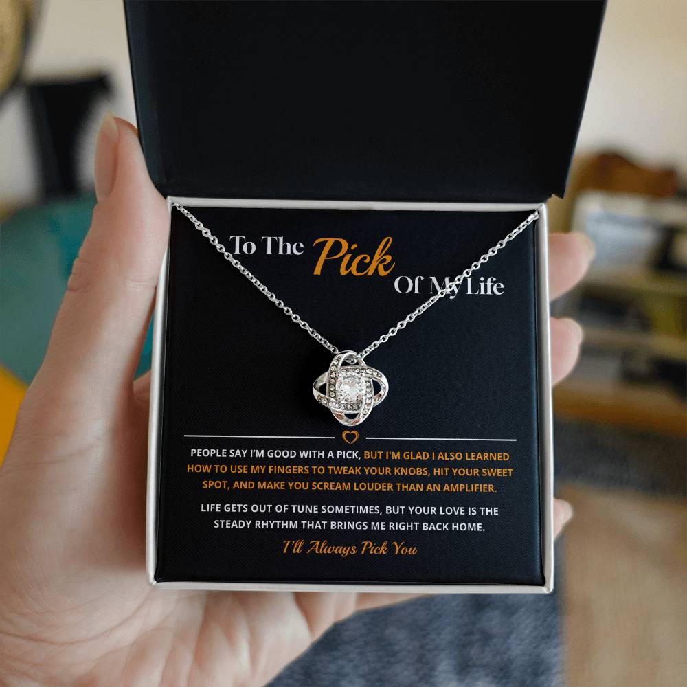 Pick Of My Life Love Knot Necklace - Funny Guitarist Girlfriend Gift