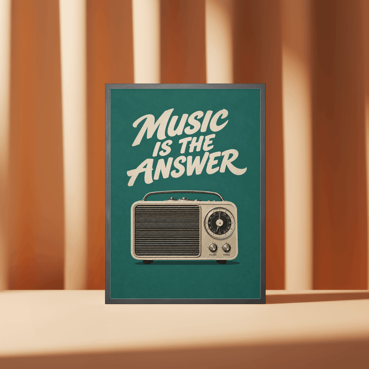 Music Is The Answer Art Print – Retro Vintage Radio Music Wall Art & Framed Aesthetic Decor