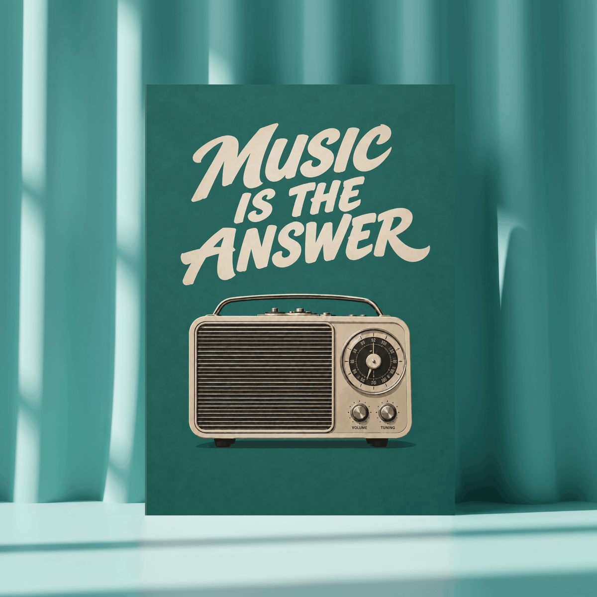 Music Is The Answer Art Print – Retro Vintage Radio Music Wall Art & Framed Aesthetic Decor