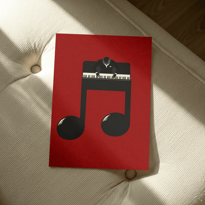 Jazz Pianist Musical Note Art Print – Minimalist Piano Music Wall Art & Framed Aesthetic Decor