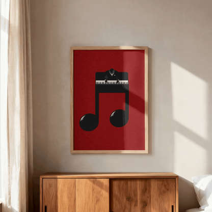 Jazz Pianist Musical Note Art Print – Minimalist Piano Music Wall Art & Framed Aesthetic Decor