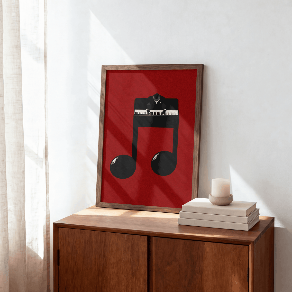 Jazz Pianist Musical Note Art Print – Minimalist Piano Music Wall Art & Framed Aesthetic Decor