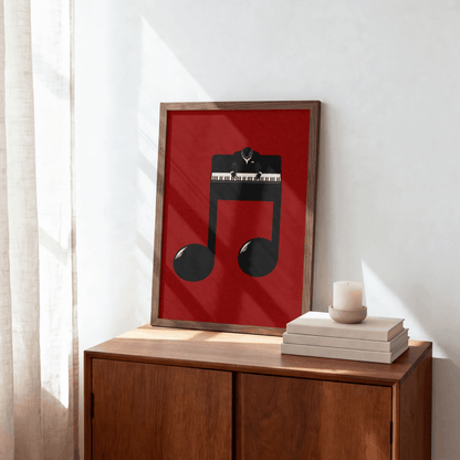 Jazz Pianist Musical Note Art Print – Minimalist Piano Music Wall Art & Framed Aesthetic Decor