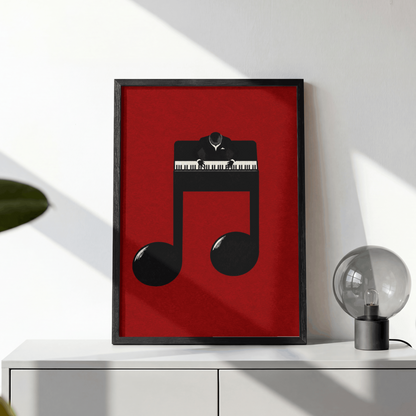 Jazz Pianist Musical Note Art Print – Minimalist Piano Music Wall Art & Framed Aesthetic Decor