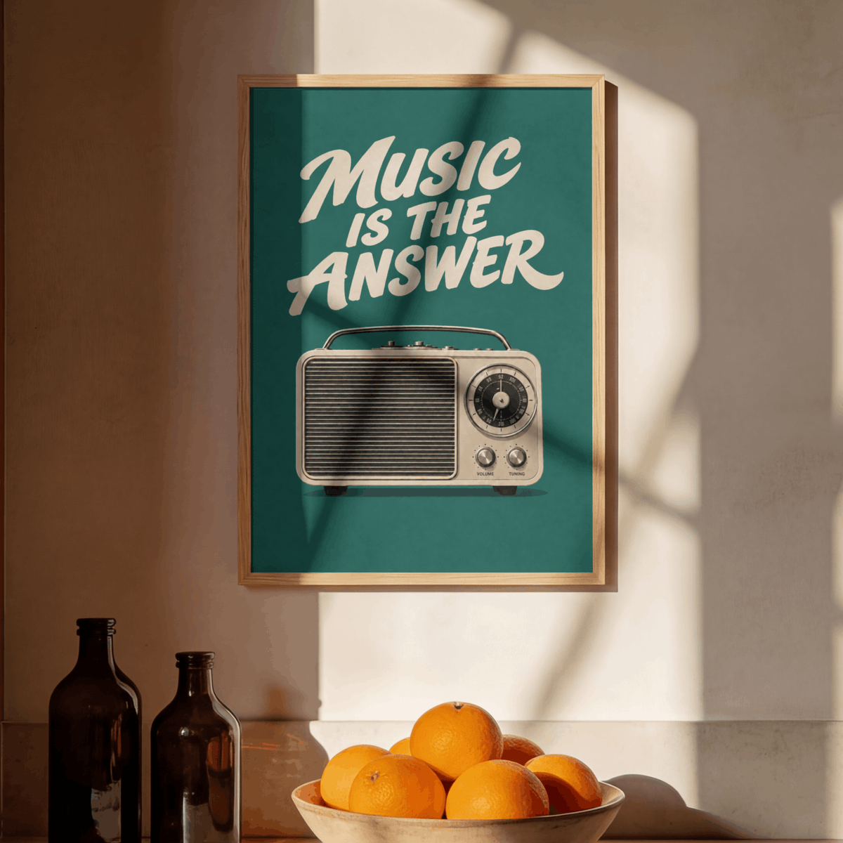 Music Is The Answer Art Print – Retro Vintage Radio Music Wall Art & Framed Aesthetic Decor