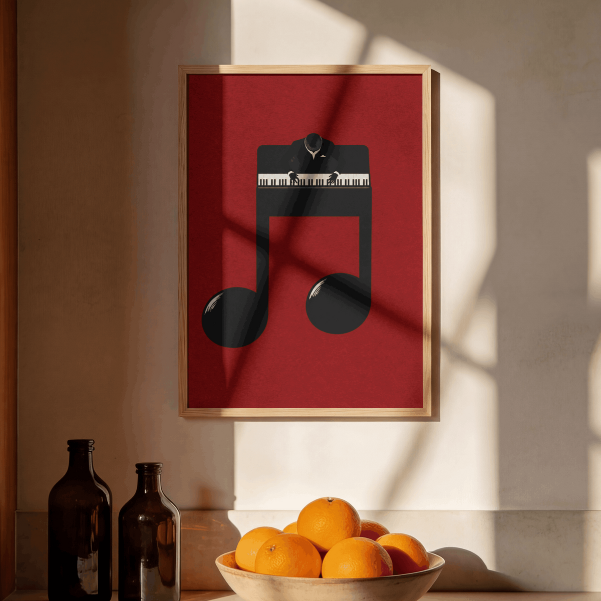 Jazz Pianist Musical Note Art Print – Minimalist Piano Music Wall Art & Framed Aesthetic Decor
