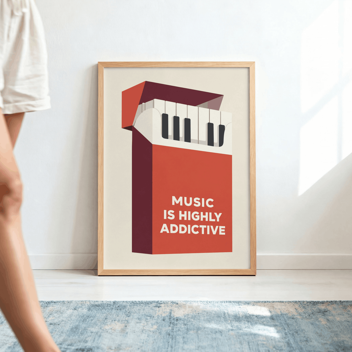 Music Is Highly Addictive Art Print – Retro Piano Music Wall Art & Framed Aesthetic Decor