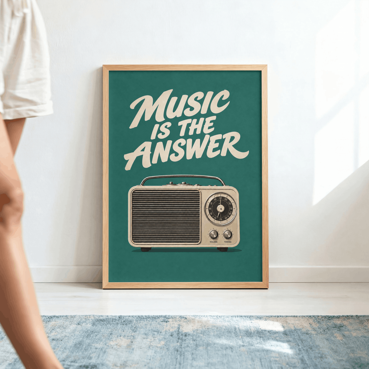 Music Is The Answer Art Print – Retro Vintage Radio Music Wall Art & Framed Aesthetic Decor