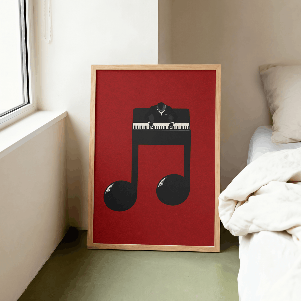 Jazz Pianist Musical Note Art Print – Minimalist Piano Music Wall Art & Framed Aesthetic Decor