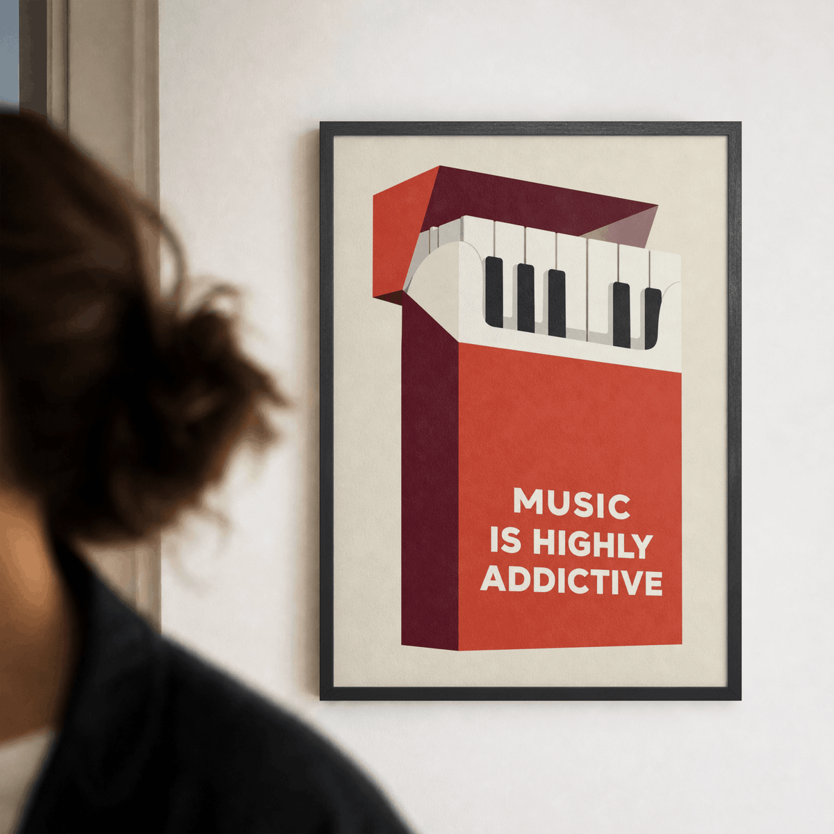 Music Is Highly Addictive Art Print – Retro Piano Music Wall Art & Framed Aesthetic Decor