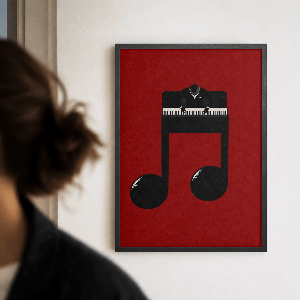 Jazz Pianist Musical Note Art Print – Minimalist Piano Music Wall Art & Framed Aesthetic Decor