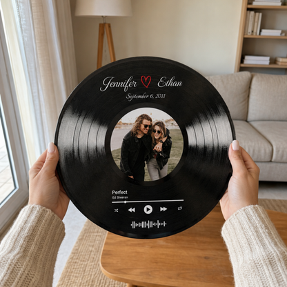 Custom Song Plaque with Picture & Vinyl Record Metal Sign | Personalized Anniversary Music Gifts