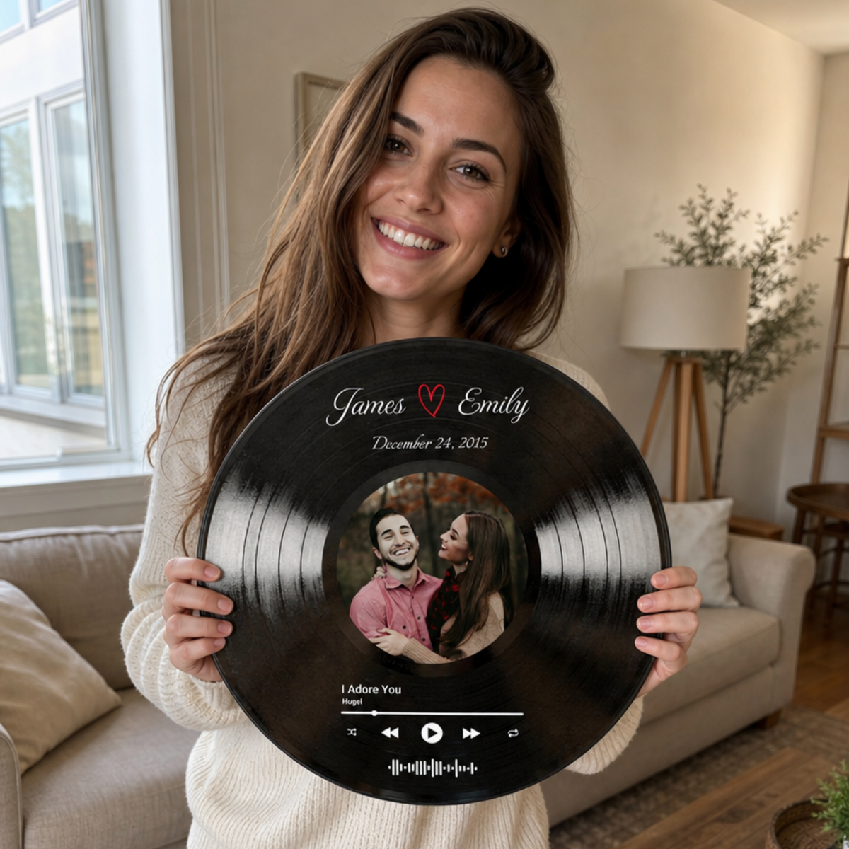 Custom Song Plaque with Picture & Vinyl Record Metal Sign | Personalized Anniversary Music Gifts