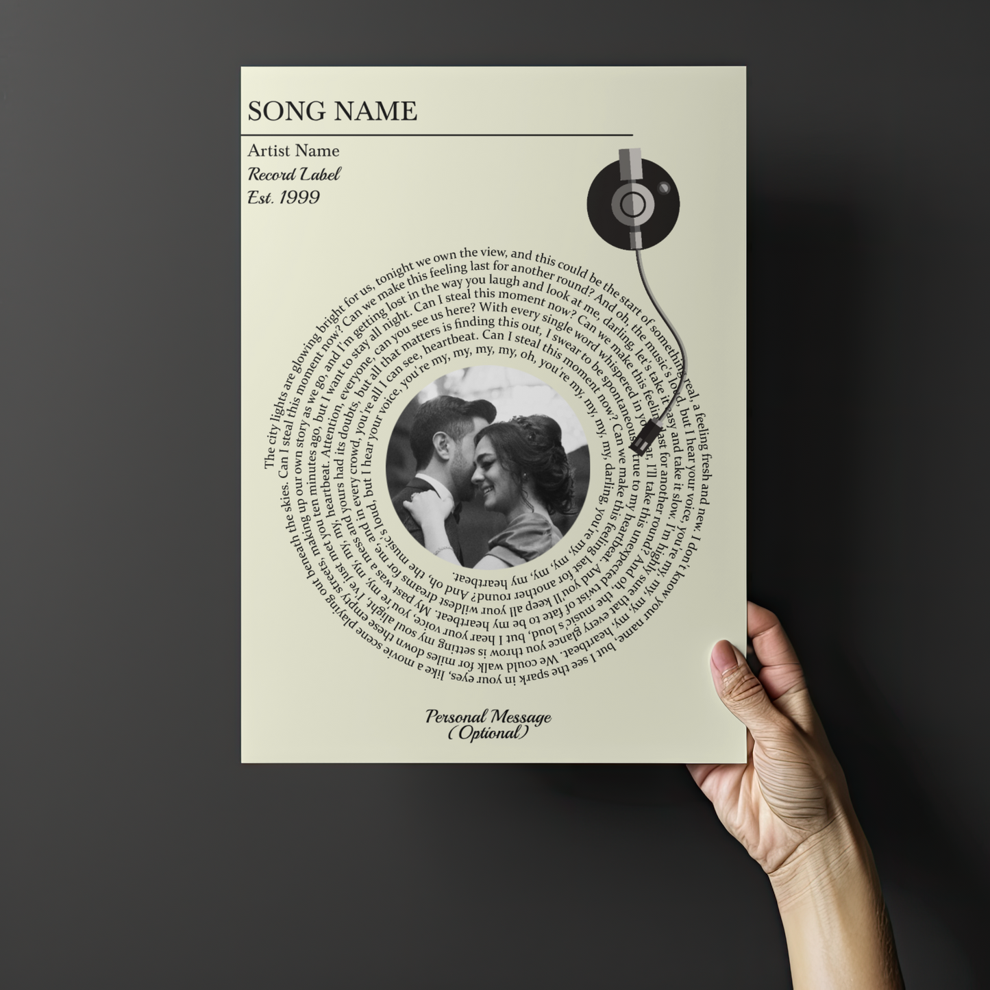 Custom Vinyl Lyrics Poster