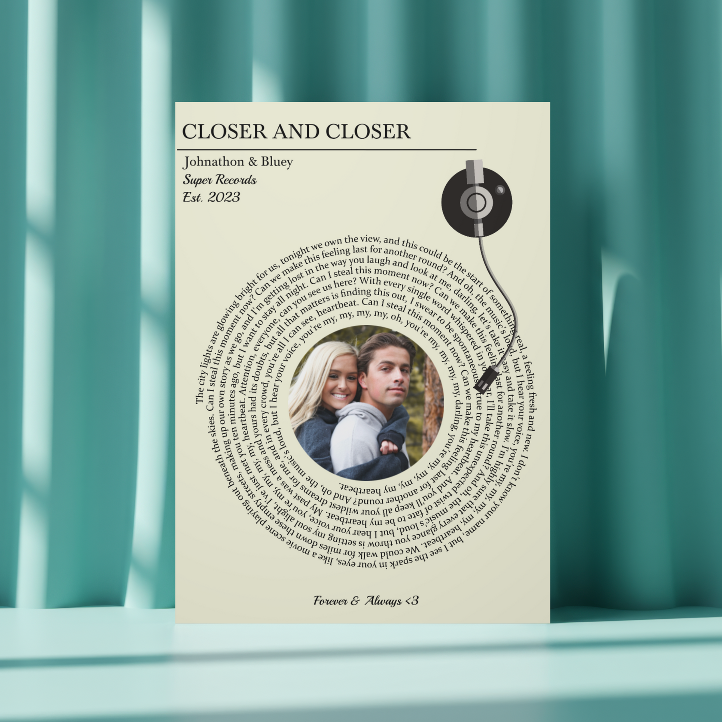 Custom Vinyl Lyrics Poster