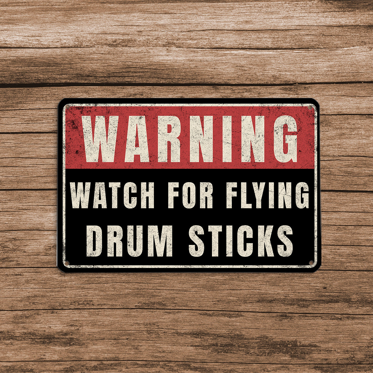 Flying Drum Sticks Metal Sign