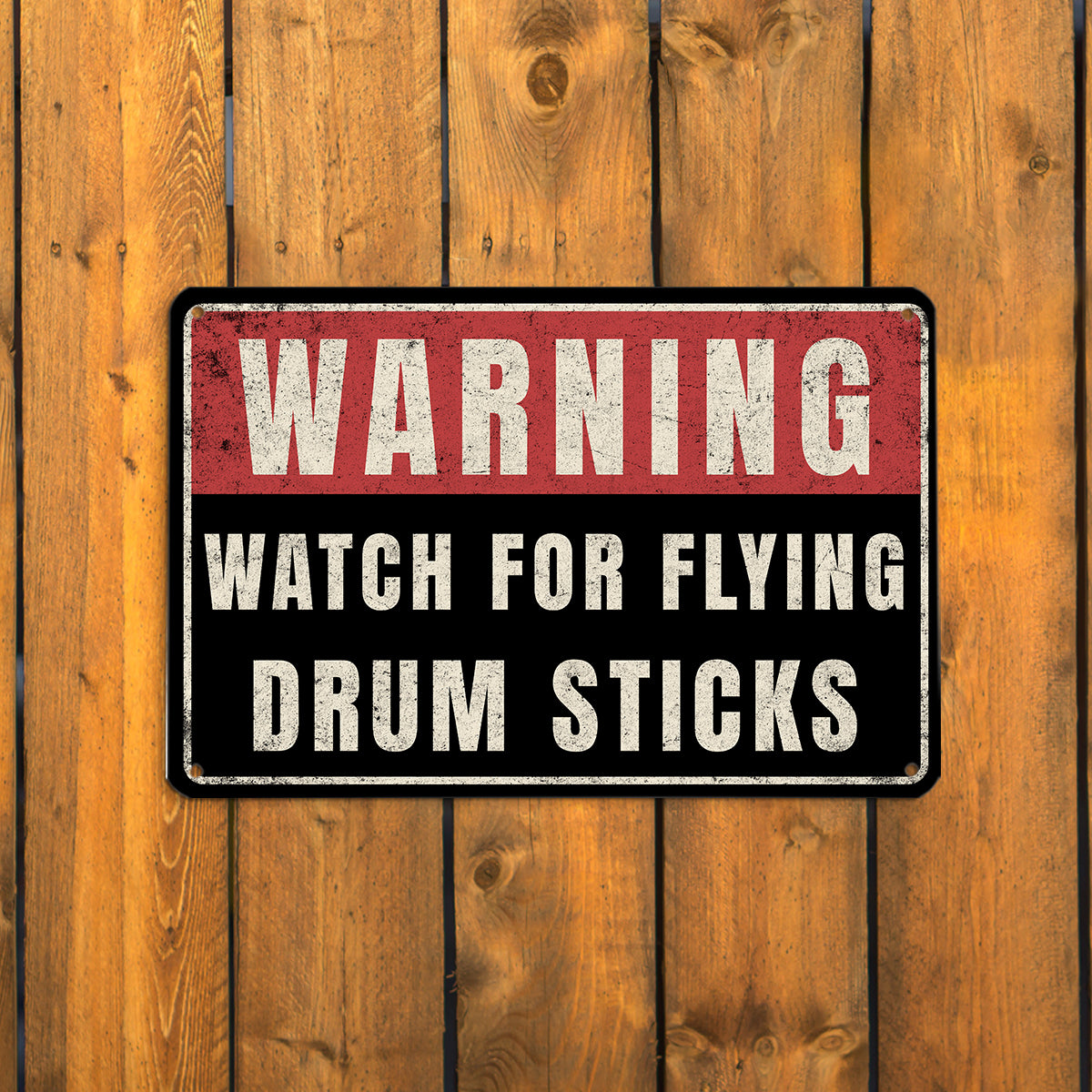 Flying Drum Sticks Metal Sign