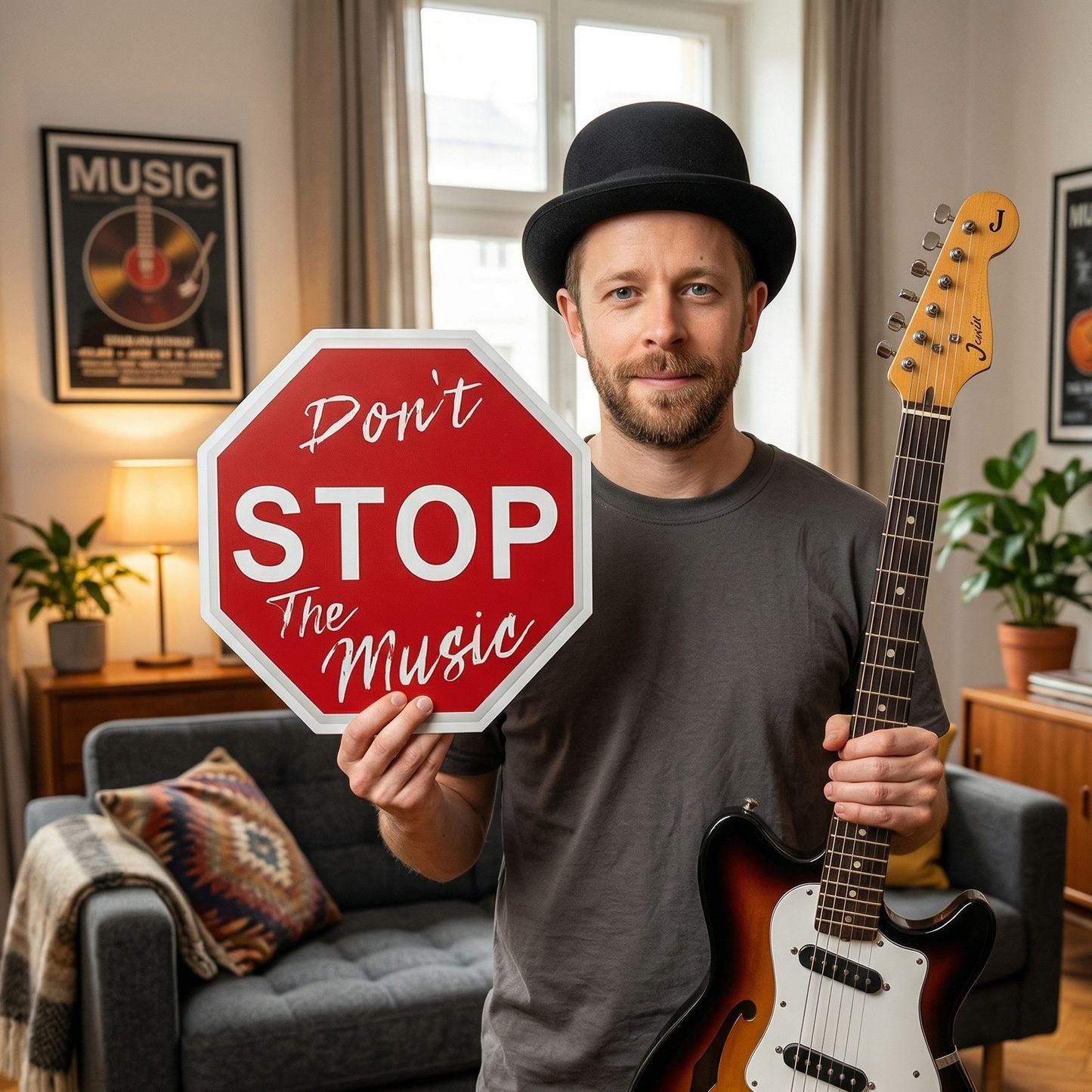 Don't Stop The Music Metal Sign | High-Intent Music Decor & Unique Song Poster Wall Art InterestPrint