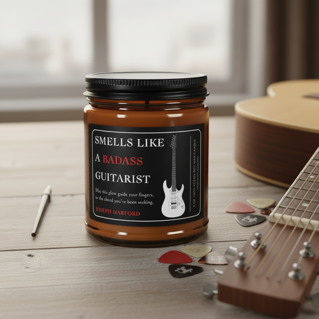 Custom Badass Guitarist Scented Candle