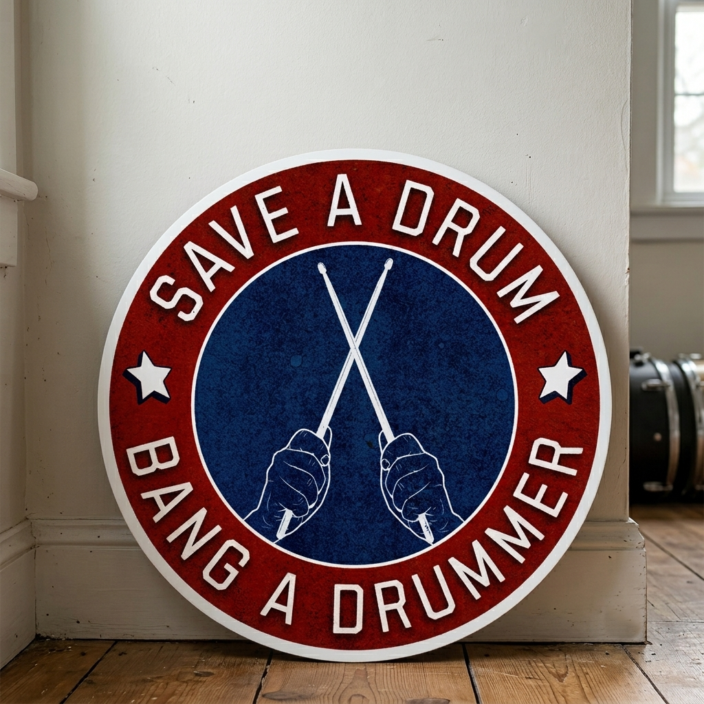 Save A Drum Bang A Drummer Wooden Sign – Funny Drummer Studio Wall Art & Practice Room Decor