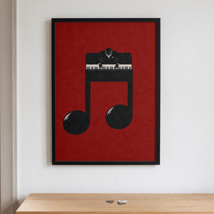 Jazz Pianist Musical Note Art Print – Minimalist Piano Music Wall Art & Framed Aesthetic Decor