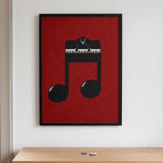 Jazz Pianist Musical Note Art Print – Minimalist Piano Music Wall Art & Framed Aesthetic Decor