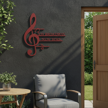 Personalized Music Note Shaped Home Address Sign | Custom House Number & Street for Musicians teelaunch
