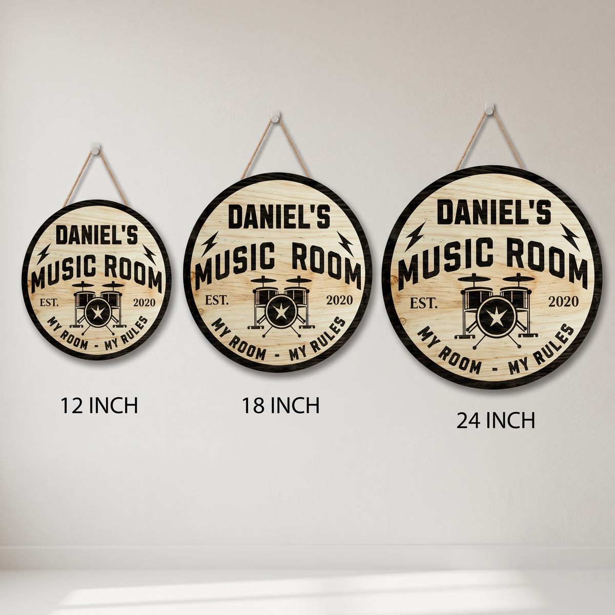 Personalized Music Room Wooden Sign – Custom Name & Year Studio Wall Art Decor for Musicians