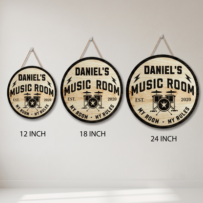 Personalized Music Room Wooden Sign – Custom Name & Year Studio Wall Art Decor for Musicians