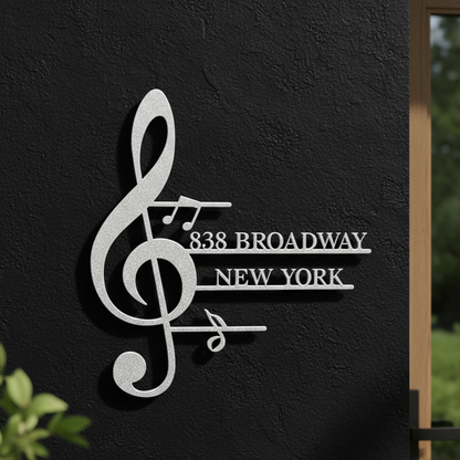 Personalized Music Note Shaped Home Address Sign | Custom House Number & Street for Musicians teelaunch