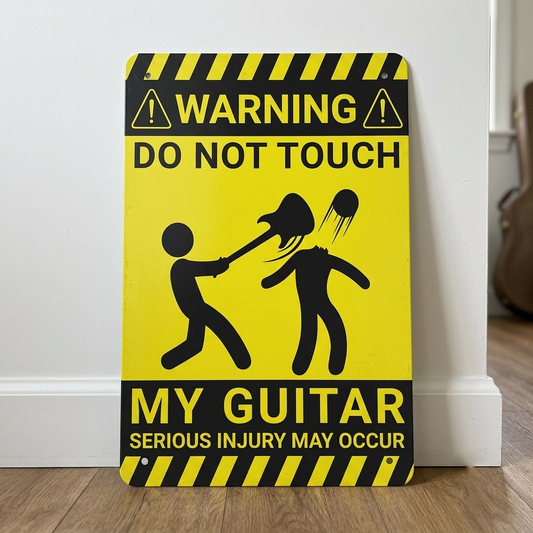 Do Not Touch My Guitar Metal Sign | Funny Guitarist Gifts & Studio Room Warning Decor Plaque