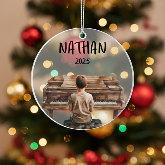 Personalized Boy Piano Ornament ShineOn Fulfillment