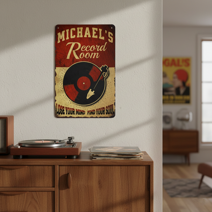 Vintage Vinyl Record Room Sign Musician Fusion