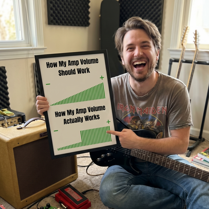 Guitarist Volume Struggle Poster | Funny Guitar Amp Gear Joke Poster Wall Art Print