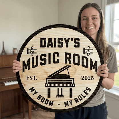 Personalized Music Room Wooden Sign – Custom Name & Year Studio Wall Art Decor for Musicians