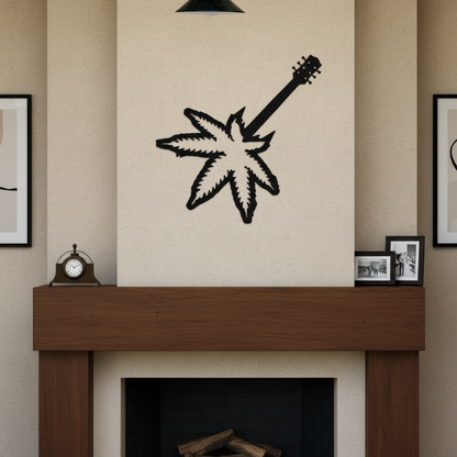 Leaf Guitar Metal Sign