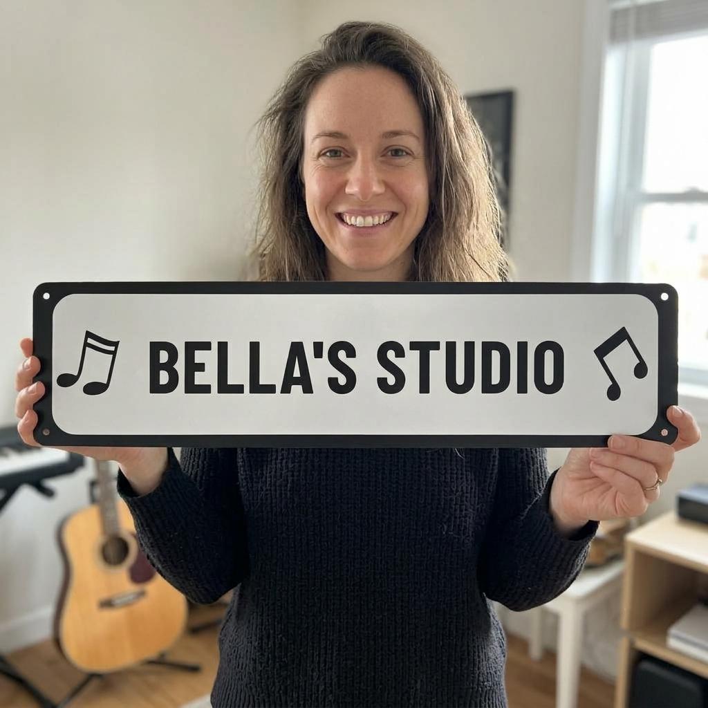 Custom Music Studio Sign | Personalized Musician Name Metal Plaque & Studio Decor