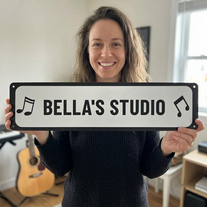 Custom Music Studio Sign | Personalized Musician Name Metal Plaque & Studio Decor