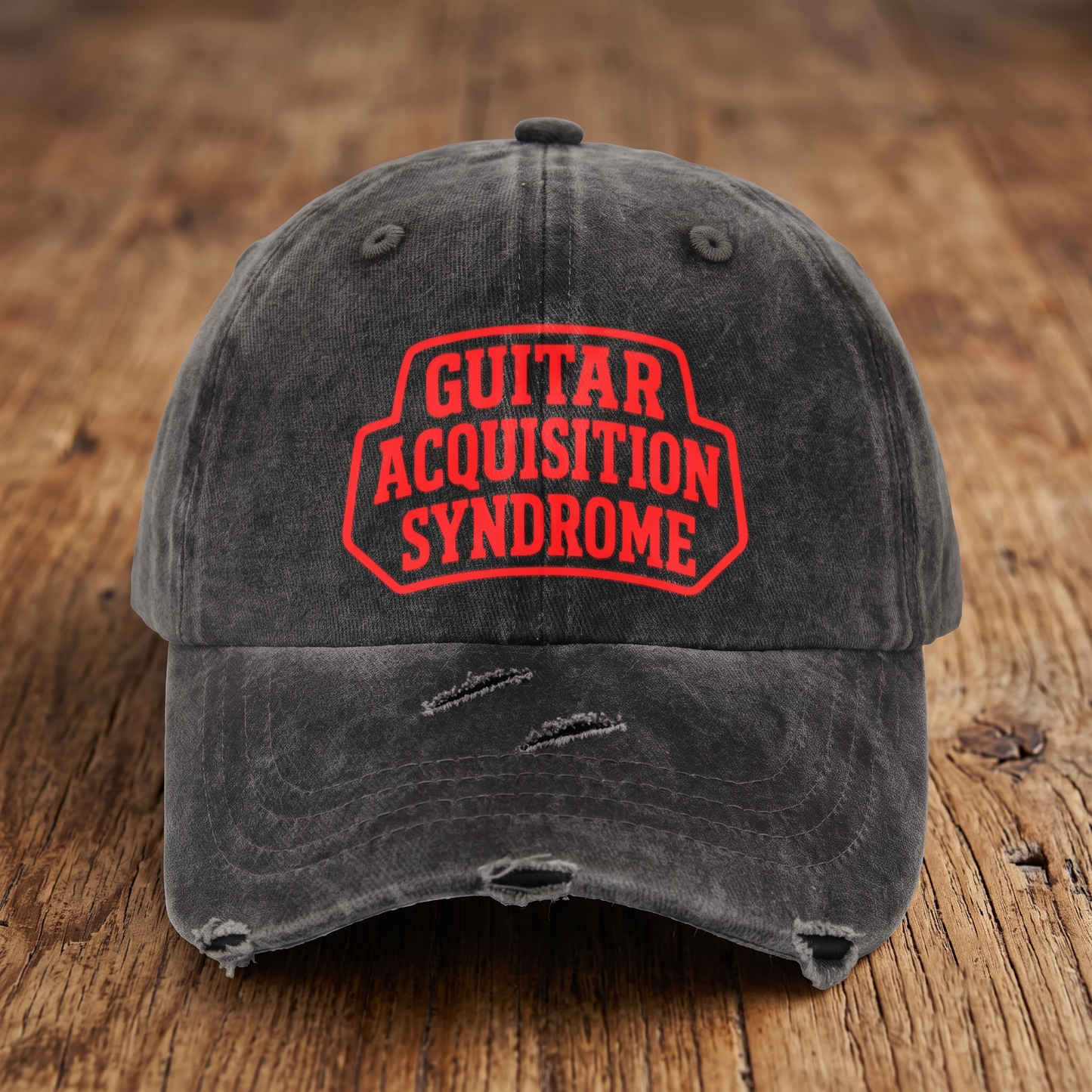 Funny Guitar Hat for Men Women | "Guitar Acquisition Syndrome" Printed Distressed Musician Dad Cap Gift