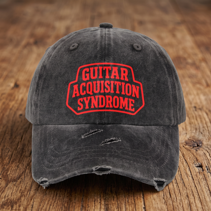 Funny Guitar Hat for Men Women | "Guitar Acquisition Syndrome" Printed Distressed Musician Dad Cap Gift