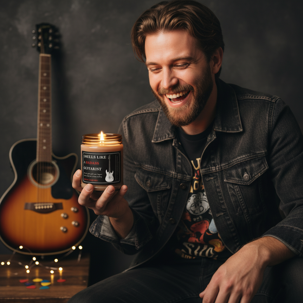 Custom Badass Guitarist Scented Candle