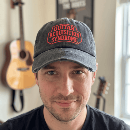 Funny Guitar Hat for Men Women | "Guitar Acquisition Syndrome" Printed Distressed Musician Dad Cap Gift