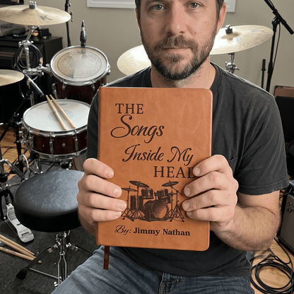 Personalized Drummer Journal | "The Songs Inside My Head" Custom Leather Notebook & Songwriting Gift