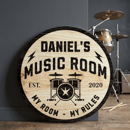 Personalized Music Room Wooden Sign – Custom Name & Year Studio Wall Art Decor for Musicians