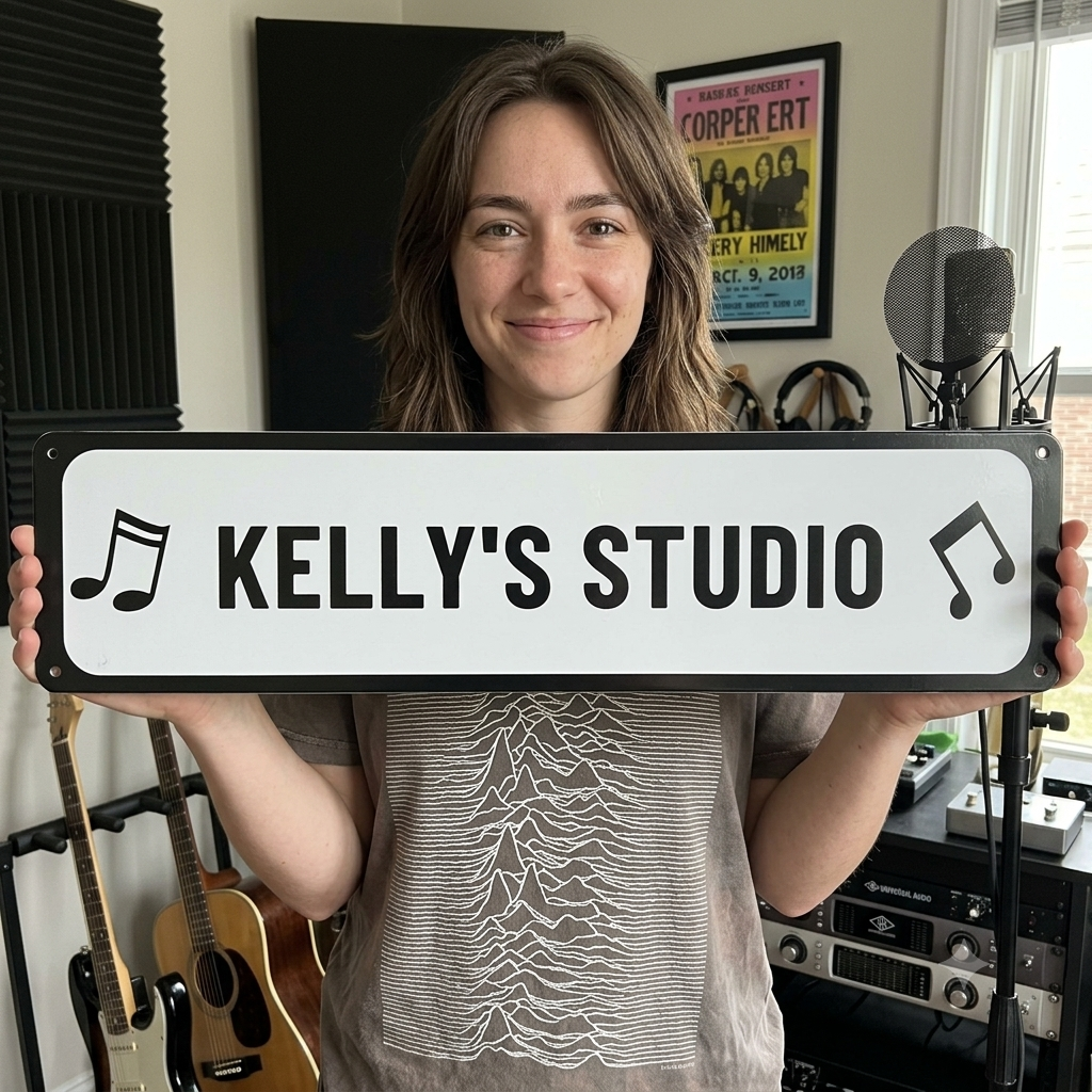Custom Music Studio Sign | Personalized Musician Name Metal Plaque & Studio Decor